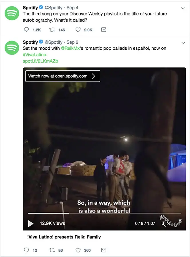 Spotify post on Twitter.