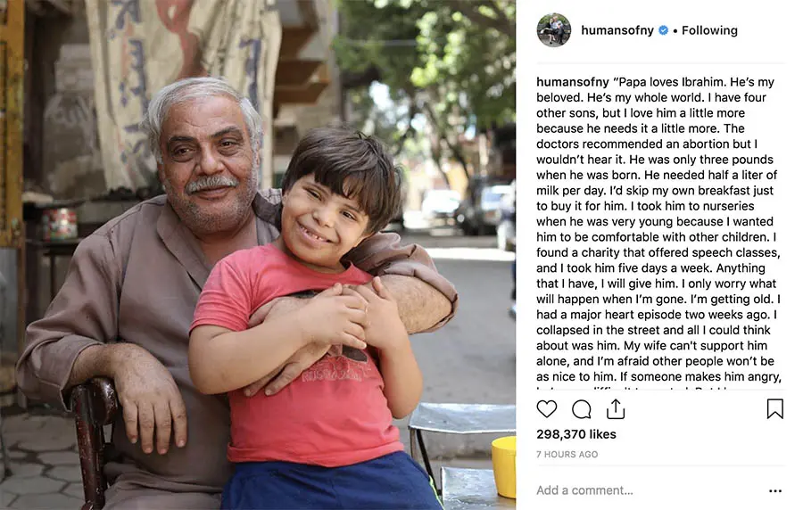 Humans of New York Instagram post.