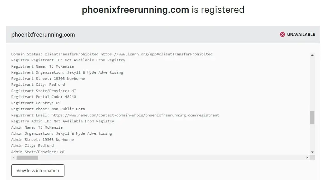 verificação WHOIS de domínio