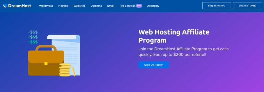 Сторінка партнерської програми DreamHost